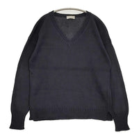 MARGARET HOWELL 578-7163003 サイズ2 コットンリネン Vネック セーター ニット ブラック レディース マーガレットハウエル【中古】5-0905M♪