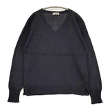 MARGARET HOWELL 578-7163003 サイズ2 コットンリネン Vネック セーター ニット ブラック レディース マーガレットハウエル【中古】5-0905M♪