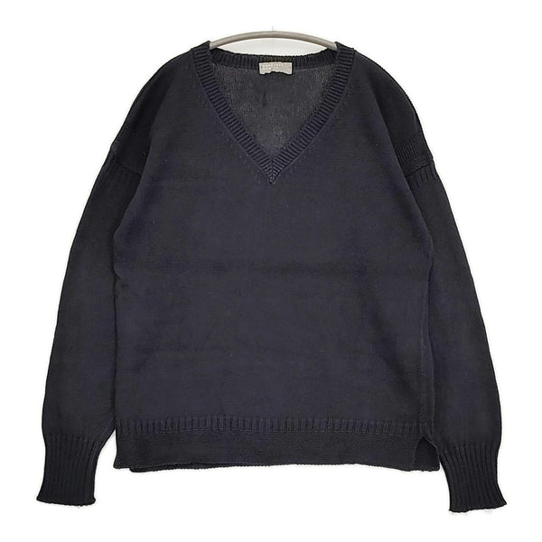 MARGARET HOWELL 578-7163003 サイズ2 コットンリネン Vネック セーター ニット ブラック レディース マーガレットハウエル【中古】5-0905M♪