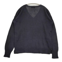 MARGARET HOWELL 578-7163003 サイズ2 コットンリネン Vネック セーター ニット ブラック レディース マーガレットハウエル【中古】5-0905M♪