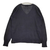 MARGARET HOWELL 578-7163003 サイズ2 コットンリネン Vネック セーター ニット ブラック レディース マーガレットハウエル【中古】5-0905M♪