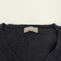 MARGARET HOWELL 578-7163003 サイズ2 コットンリネン Vネック セーター ニット ブラック レディース マーガレットハウエル【中古】5-0905M♪