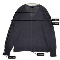 MARGARET HOWELL 578-7163003 サイズ2 コットンリネン Vネック セーター ニット ブラック レディース マーガレットハウエル【中古】5-0905M♪