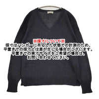 MARGARET HOWELL 578-7163003 サイズ2 コットンリネン Vネック セーター ニット ブラック レディース マーガレットハウエル【中古】5-0905M♪