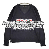 MARGARET HOWELL 578-7163003 サイズ2 コットンリネン Vネック セーター ニット ブラック レディース マーガレットハウエル【中古】5-0905M♪