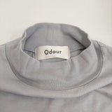 Odour スペインピマコットンハイネックプルオーバー 定価6930円 半袖Ｔシャツ カットソー ライトグレー レディース オウダー【中古】5-0809S♪