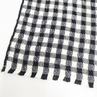 ALDIN カフェエプロン コットンリネン チェック エプロン ブラック ホワイト レディース アルディン【中古】5-0918G◎