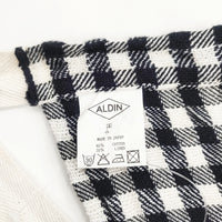 ALDIN カフェエプロン コットンリネン チェック エプロン ブラック ホワイト レディース アルディン【中古】5-0918G◎