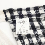 ALDIN カフェエプロン コットンリネン チェック エプロン ブラック ホワイト レディース アルディン【中古】5-0918G◎