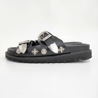 TOGA PULLA BUCKLE SANDALS 定価58300円 サイズ38 サンダル 25SS ブラック シルバー レディース トーガプルラ【中古】5-0731S♪