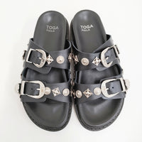TOGA PULLA BUCKLE SANDALS 定価58300円 サイズ38 サンダル 25SS ブラック シルバー レディース トーガプルラ【中古】5-0731S♪