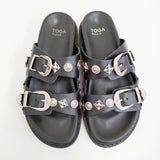 TOGA PULLA BUCKLE SANDALS 定価58300円 サイズ38 サンダル 25SS ブラック シルバー レディース トーガプルラ【中古】5-0731S♪