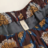 Lulu 新品 ハンドウッドプリント PUSHPA 中村起久子 ギャザー ロングスカート 25SS ワインレッド レディース ルル【中古】5-0731M♪