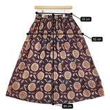 Lulu 新品 ハンドウッドプリント PUSHPA 中村起久子 ギャザー ロングスカート 25SS ワインレッド レディース ルル【中古】5-0731M♪