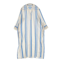 NE QUITTEZ PAS VOILE STRIPE DRESS インド綿 シャツ サイドスリット ワンピース ライトブルー アイボリー レディース ヌキテパ【中古】5-0905M♪