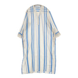 NE QUITTEZ PAS VOILE STRIPE DRESS インド綿 シャツ サイドスリット ワンピース ライトブルー アイボリー レディース ヌキテパ【中古】5-0905M♪