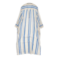 NE QUITTEZ PAS VOILE STRIPE DRESS インド綿 シャツ サイドスリット ワンピース ライトブルー アイボリー レディース ヌキテパ【中古】5-0905M♪