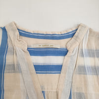 NE QUITTEZ PAS VOILE STRIPE DRESS インド綿 シャツ サイドスリット ワンピース ライトブルー アイボリー レディース ヌキテパ【中古】5-0905M♪