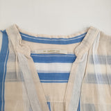 NE QUITTEZ PAS VOILE STRIPE DRESS インド綿 シャツ サイドスリット ワンピース ライトブルー アイボリー レディース ヌキテパ【中古】5-0905M♪