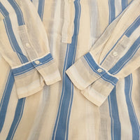 NE QUITTEZ PAS VOILE STRIPE DRESS インド綿 シャツ サイドスリット ワンピース ライトブルー アイボリー レディース ヌキテパ【中古】5-0905M♪