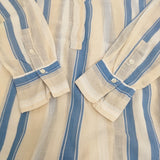 NE QUITTEZ PAS VOILE STRIPE DRESS インド綿 シャツ サイドスリット ワンピース ライトブルー アイボリー レディース ヌキテパ【中古】5-0905M♪