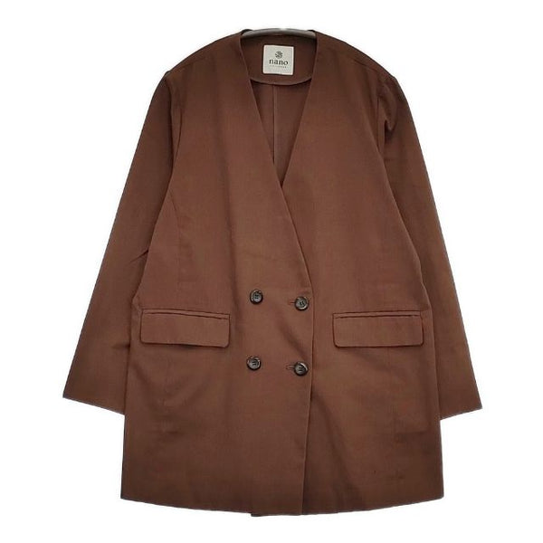 nano universe ノーカラー ダブルボタン テーラードジャケット ブラウン レディース ナノユニバース【中古】5-1109M∞
