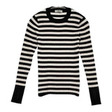 nano universe レーヨン ポリエステル ボーダー セーター ニット ブラック ホワイト レディース ナノユニバース【中古】5-1109M∞