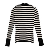 nano universe レーヨン ポリエステル ボーダー セーター ニット ブラック ホワイト レディース ナノユニバース【中古】5-1109M∞