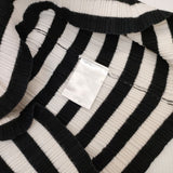 nano universe レーヨン ポリエステル ボーダー セーター ニット ブラック ホワイト レディース ナノユニバース【中古】5-1109M∞