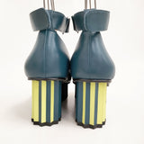 ISSEY MIYAKE/UNITED NUDE WAVE ベルテッドシューズ 38 パンプス ブルーグリーン レディース イッセイミヤケ/ユナイテッドヌード【中古】5-0731G♪