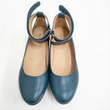 ISSEY MIYAKE/UNITED NUDE WAVE ベルテッドシューズ 38 パンプス ブルーグリーン レディース イッセイミヤケ/ユナイテッドヌード【中古】5-0731G♪