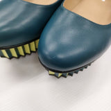 ISSEY MIYAKE/UNITED NUDE WAVE ベルテッドシューズ 38 パンプス ブルーグリーン レディース イッセイミヤケ/ユナイテッドヌード【中古】5-0731G♪