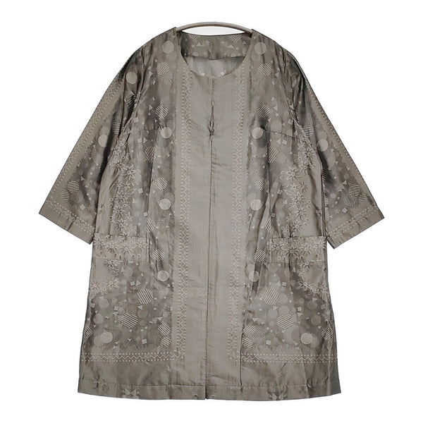 Haat ISSEY MIYAKE シルク混 月 星 コート HA13FT667 サイズ2 ジップアップ ワンピース グレー レディース ハートイッセイミヤケ【中古】5-1018M♪