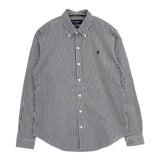 GYMPHLEX ボタンダウン ストライプ コットン 長袖シャツ ホワイト ネイビー レディース ジムフレックス【中古】5-1113M∞