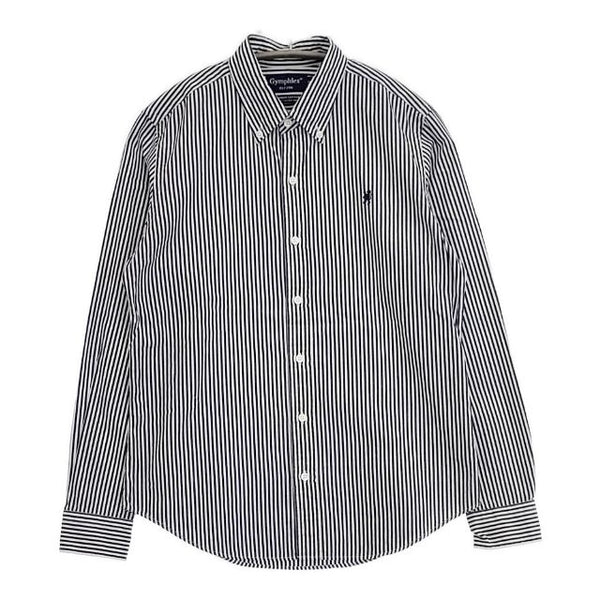 GYMPHLEX ボタンダウン ストライプ コットン 長袖シャツ ホワイト ネイビー レディース ジムフレックス【中古】5-1113M∞