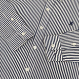 GYMPHLEX ボタンダウン ストライプ コットン 長袖シャツ ホワイト ネイビー レディース ジムフレックス【中古】5-1113M∞