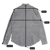 GYMPHLEX ボタンダウン ストライプ コットン 長袖シャツ ホワイト ネイビー レディース ジムフレックス【中古】5-1113M∞