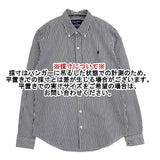 GYMPHLEX ボタンダウン ストライプ コットン 長袖シャツ ホワイト ネイビー レディース ジムフレックス【中古】5-1113M∞