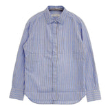 ADIEU TRISTESSE コットン ストライプ 比翼ボタン 長袖シャツ ブルー ホワイト ワインレッド レディース アデュートリステス【中古】5-1113M∞