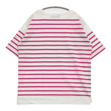 MONT KEMMEL バスクシャツ ボーダー サイズ36 定価7700円 半袖Ｔシャツ カットソー ホワイト ピンク レディース モンケメル【中古】5-0809S♪