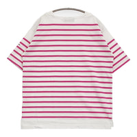 MONT KEMMEL バスクシャツ ボーダー サイズ36 定価7700円 半袖Ｔシャツ カットソー ホワイト ピンク レディース モンケメル【中古】5-0809S♪