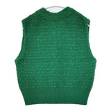 green label relaxing フリンジツイード Vネック ニット 定価9900円 ベスト グリーン レディース グリーンレーベルリラクシング【中古】5-1022M∞