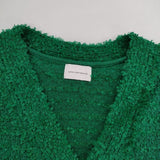 green label relaxing フリンジツイード Vネック ニット 定価9900円 ベスト グリーン レディース グリーンレーベルリラクシング【中古】5-1022M∞