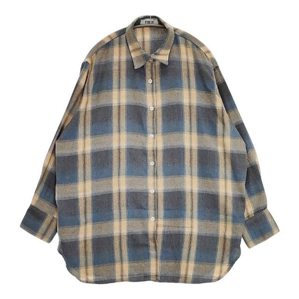PUBLUX パブリュクス ネルシャツ オーバーサイズチェックシャツ 長袖シャツ グレー ベージュ レディース【中古】5-1113T∞