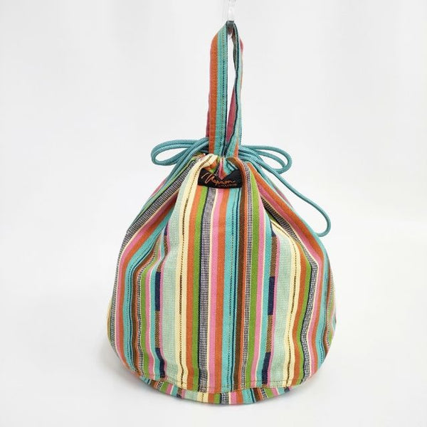 NAPRON マルチストライプ 巾着 13L コットン トートバッグ マルチカラー レディース ナプロン【中古】5-1015G∞