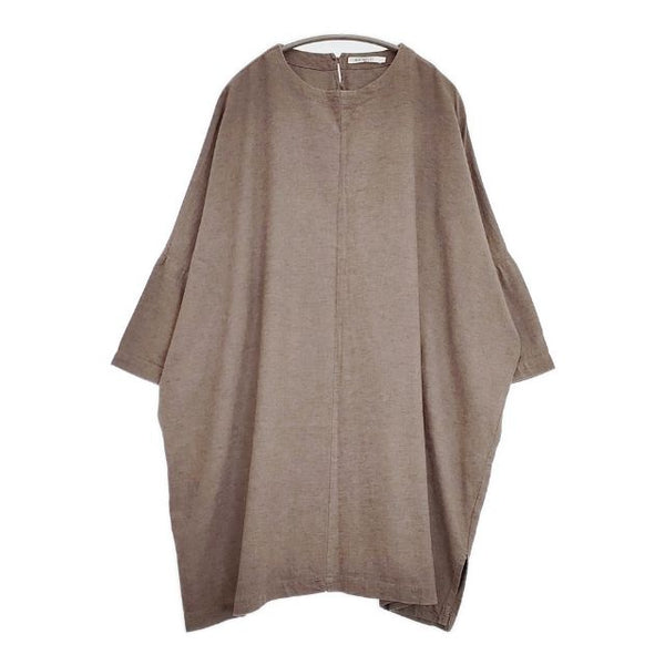 Sun Valley コットン リネン チュニック ワンピース ブラウン レディース サンバレー【中古】5-1113M∞