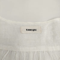 tumugu リネン ガーゼ カシュクール TB15136 ギャザー ワンピース ホワイト レディース ツムグ【中古】5-0905M♪