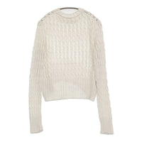 ESLOW CABLESWEATERニット 定価33000円 コットン セーター ニット 22SS ホワイト レディース エスロー【中古】5-0905M♪