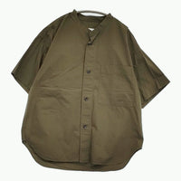 MHL. 596-2150550 サイズS チェック コットン バンドカラー 半袖シャツ 22SS カーキ メンズ エムエイチエル【中古】5-0806S♪
