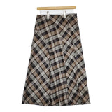 TOMORROWLAND collection シャドータータンチェック フレアミディスカート 定価28600円 ロングスカート ベージュ ブラウン レディース トゥモローランド【中古】5-1022T∞